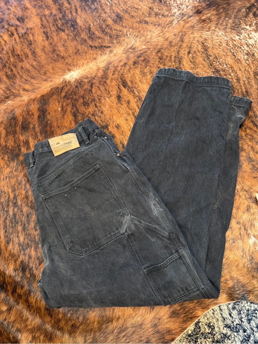 Mecca Y2K Baggy Black Denim Skater Jeans 38x32 Albert Triple Loose Fit Grunge